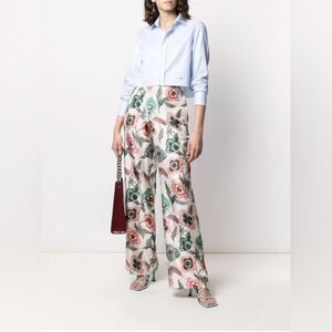 Salvatore Ferragamo Poppy Print Silk Pants EUR 44/US L/XL